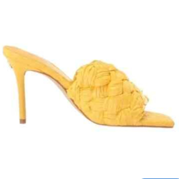 GUESS Yellow Woven Heeled Sandals - Picture 1 of 9